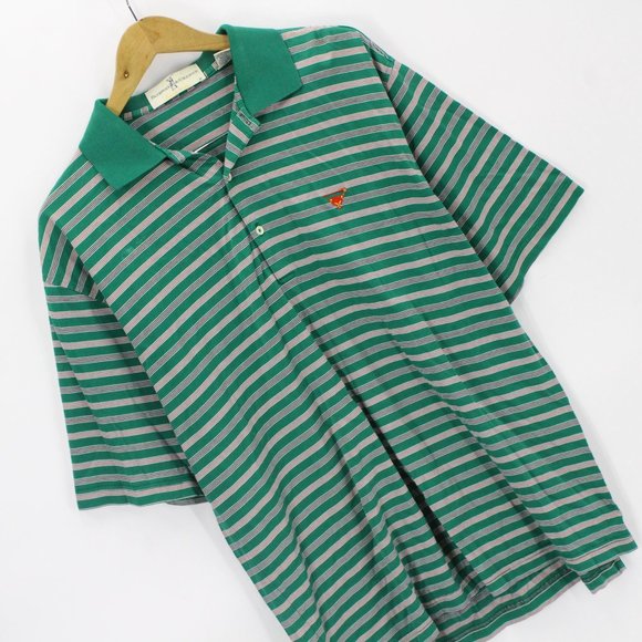 Fairway Greene Large Men's Golf Polo Stripe Shirt Green White Short Sleeve Large - Picture 3 of 8